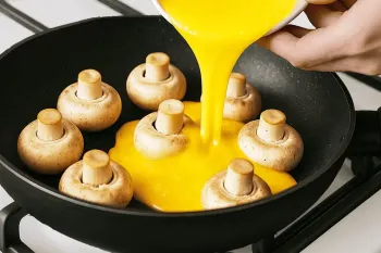 طرز تهیه صبحانه ۵ دقیقه ای با تخم مرغ و قارچ / من هر روز درستش می کنم