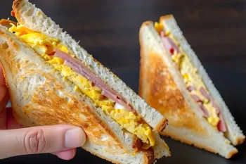 طرز تهیه صبحانه سریع و خوشمزه با نان تست و ژامبون