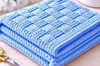 آموزش بافت مربع سه بعدی / مناسب پتو و ژاکت مردانه