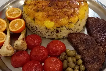 طرز تهیه کته سیر و کباب تابه ای / ترکیب برنده ای که هم دواست و مجلسی