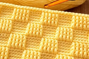 آموزش بافت مکعب سه بعدی فقط با ۱ کوک ساده / مناسب ژاکت و پتو
