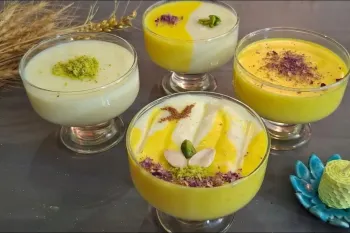 دسر فوری و مقوی برای افطار | مشکوفی ۲ رنگ طعمی بی نظیر برای رمضان