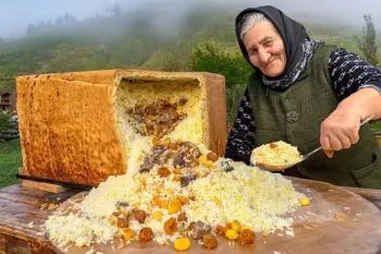 طرز پخت شاه پلو به سبک بانوی روستایی آذربایجانی