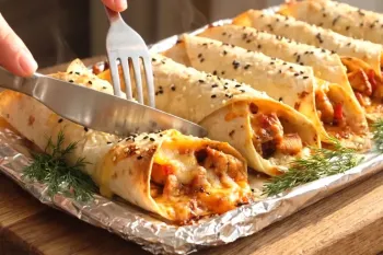 طرز تهیه رول پیتا با مرغ و سبزیجات تازه و خوشمزه
