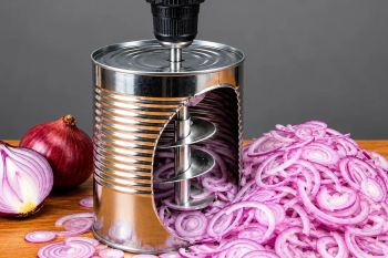آموزش ساخت اسلایسر پیاز دستی با قوطی حلبی