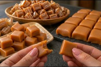 طرز تهیه تافی کاراملی کشدار فقط با ۳ قلم مواد در خانه