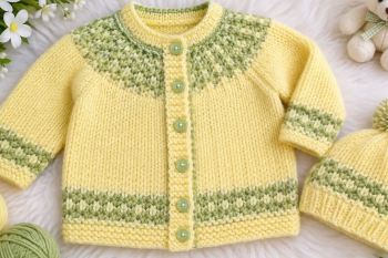 آموزش رج به رج بافت ژاکت و کلاه نوزاد در ۵ دقیقه