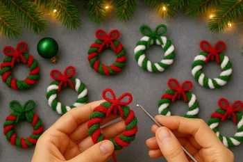 آموزش ساخت آویز درخت کریسمس با قلاب بافی ساده، زیبا و مناسب هدیه