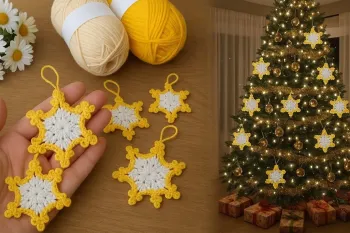آموزش ساخت دانه برف با قلاب بافی؛ تزئینات ساده و زیبا برای کریسمس