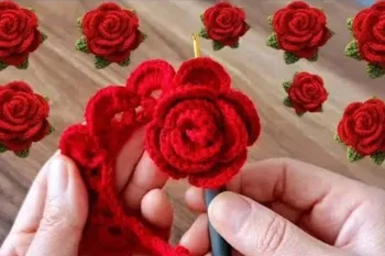 آموزش بافت گل رز قرمز با قلاب؛ ساده، سریع و مناسب مبتدی ها