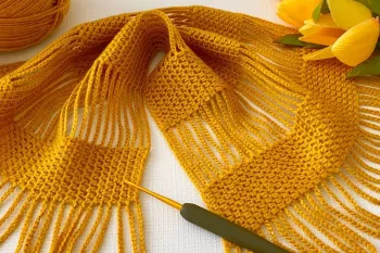 بافت شال سبک و زیبا با قلاب بدون پیچیدگی، حتی برای مبتدیان