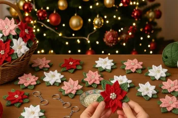 ساخت تزئینات دست ساز برای کریسمس با تکنیک های پایه ی قلاب بافی