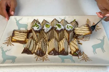 طرز تهیه دسر شکلاتی ساده و خوشمزه با بیسکوییت پتی بور بدون فر