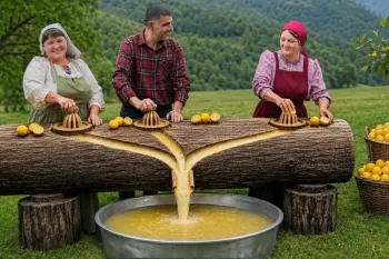 زندگی روستایی در کوهستان: آب گیری لیمو با دستگاه چوبی و پخت سنتی گوشت