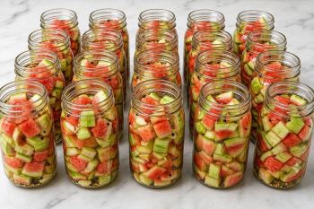 روش ساده برای تبدیل پوست هندوانه به خوراکی خوشمزه و ماندگار