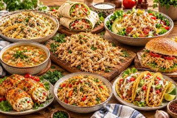 طرز تهیه ۱۰ مدل غذای آسان با مرغ ریش ریش: از پیراشکی تا ته چین