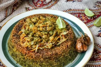طرز تهیه ته چین سبزی پلو مجلسی با مرغ یا ماهی