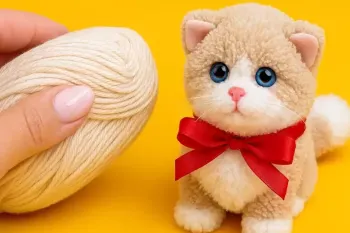 آموزش ساخت گربه کاموایی بامزه بدون بافتن !