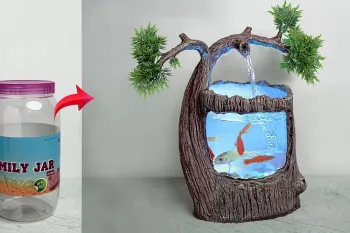 آموزش ساخت چراغ آبشاری با آکواریوم کوچک برای دکوراسیون منزل !