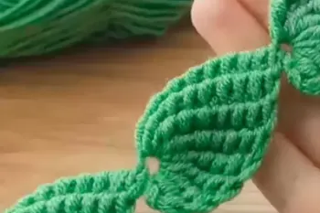 آموزش بافت ریسه برگ قلاب بافی، بسیار شیک و آسان !