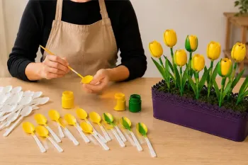 آموزش ساخت گل های لاله تزئینی با قاشق پلاستیکی !