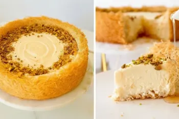 طرز تهیه چیز کیک کنافه بسیار خوشمزه قدم به قدم