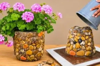 ایده ای خاص برای ساخت گلدان با سنگ های طبیعی / دکور باغ و حیاط با یک گلدان دست ساز