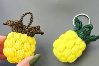 جاکلیدی آناناس با قلاب بافی؛ ساخت جاکلیدی زیبا