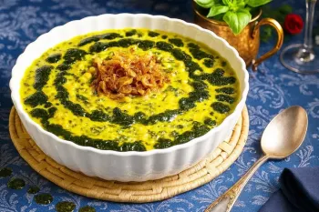 ساده ترین روش پخت آش اسفناج با نخود و برنج / آش اسفناج ساده و مقوی