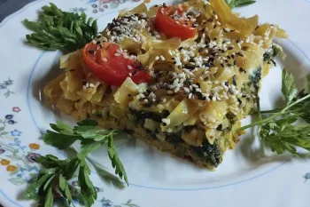 اگر ماکارونی دارید این را درستش کنید بدون گوشت ، مقوی ، خوشمزه ، همه پسند ، کوکوی ماکارونی با اسفناج