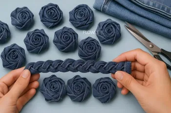 ایده کاردستی خلاقانه: ساخت دکور گل با شلوار جین قدیمی