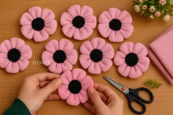 آموزش ساخت گل جین پفی با پارچه جین صورتی!