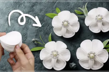 آموزش ساخت گل با پد پنبه ای در 3 دقیقه