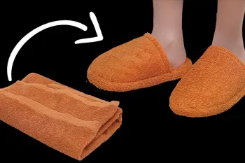 ساخت دمپایی خانگی از حوله های قدیمی!