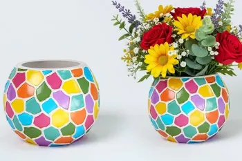 آموزش ساخت گلدان رنگی در خانه!