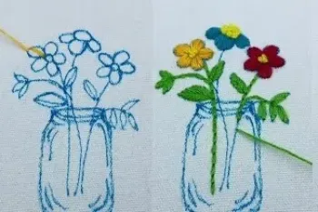 گلدوزی دستی: دوخت گل و گلدان برای مبتدیان