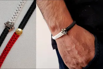 آموزش ساخت دستبند چرمی با گره مربعی و مهره ساده