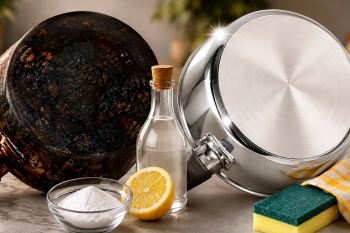 تمیز کردن قابلمه و ماهیتابه سیاه؛ ترفندهای طلایی برای برق انداختن ظروف سوخته مثل روز اول
