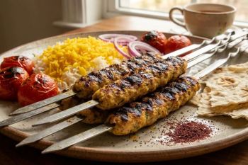 طرز تهیه کباب کوبیده مرغ رستورانی روی زغال؛ بدون ریزش، آبدار و خوش طعم