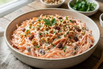 طرز تهیه سالاد هویج ترکیه ای با سیب و کشمش؛ سالادی رنگارنگ، خوشمزه و مجلسی!