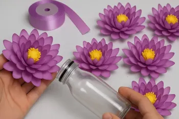 ترفند آسان برای ساخت گل نیلوفر آبی از روبان ساتن برای مبتدیان !(باور نمی کنید)