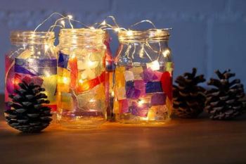 ساخت چراغ خواب زیبا با ظرف شیشه ای و کاغذ پوستی؛ دکوری شیک با وسایل ساده و ارزان