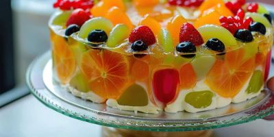 کیک ژله ای میوه ای؛